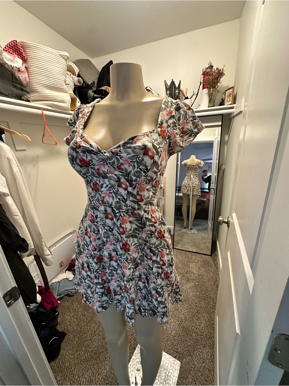 Abercrombie & Fitch White Mini Dress with Pink Floral Print